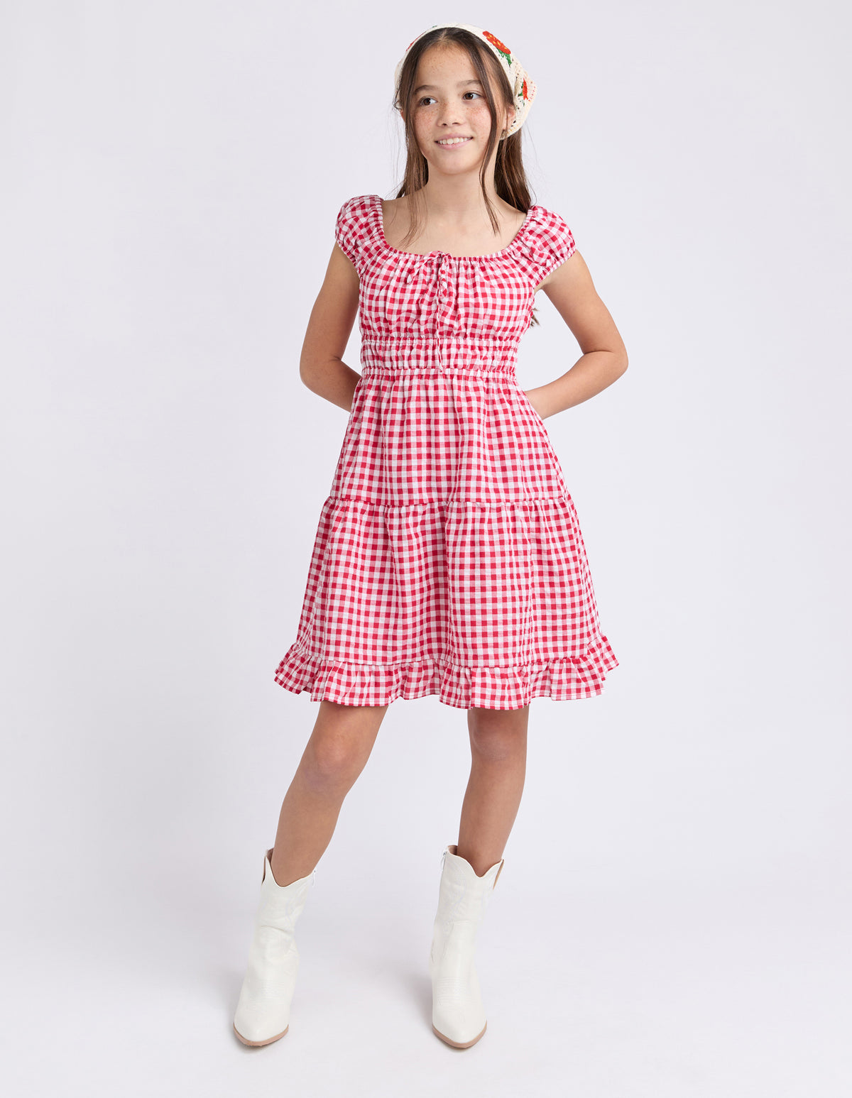 Teen Elsa Gingham Dress Red