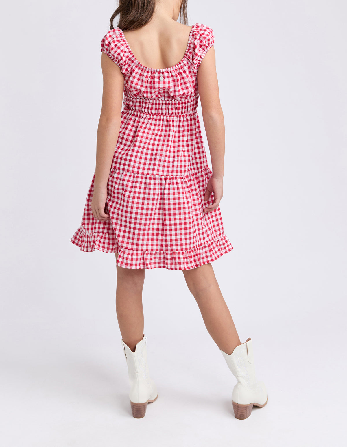 Teen Elsa Gingham Dress Red