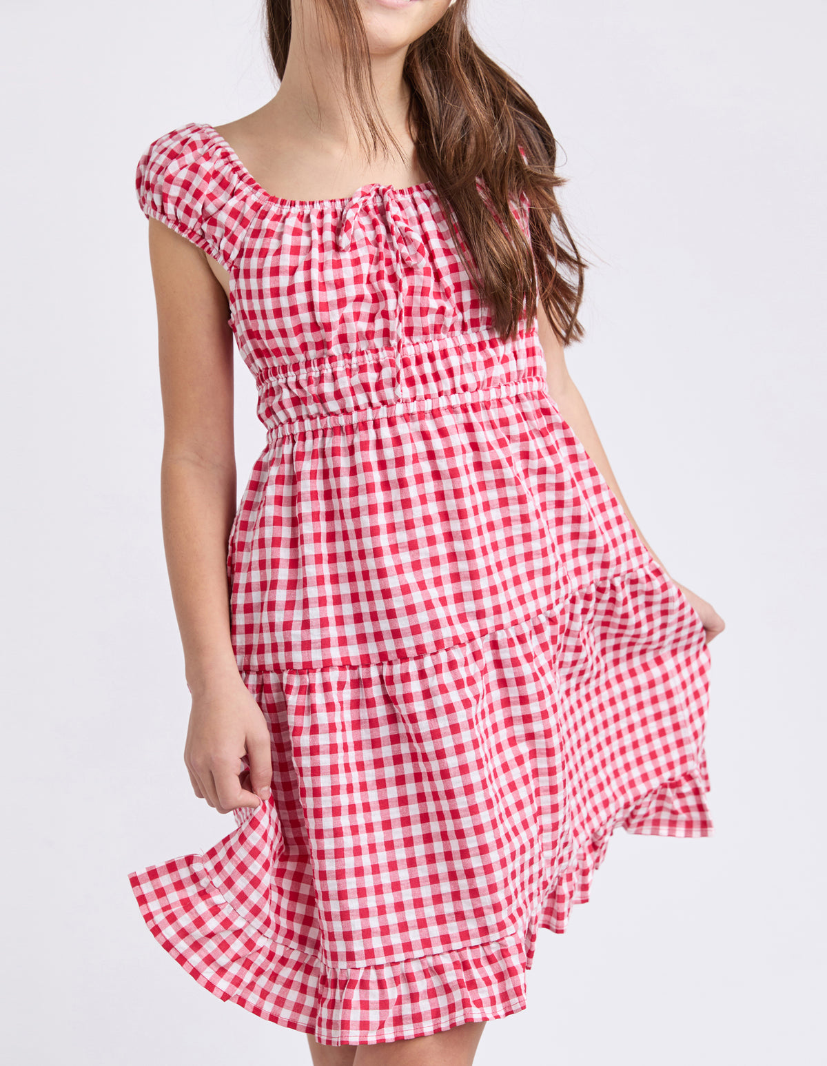 Teen Elsa Gingham Dress Red