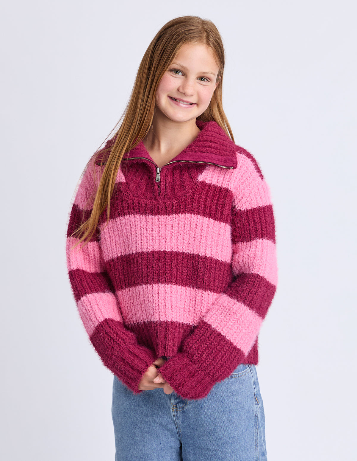 Teen Daria 1/4 Zip Knit Cranberry