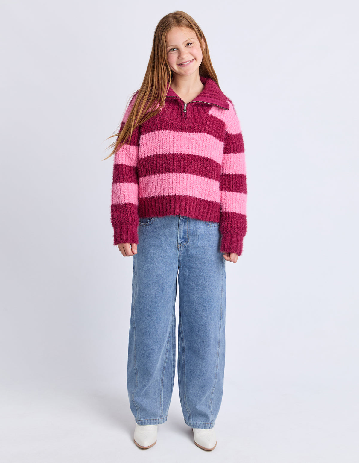 Teen Daria 1/4 Zip Knit Cranberry