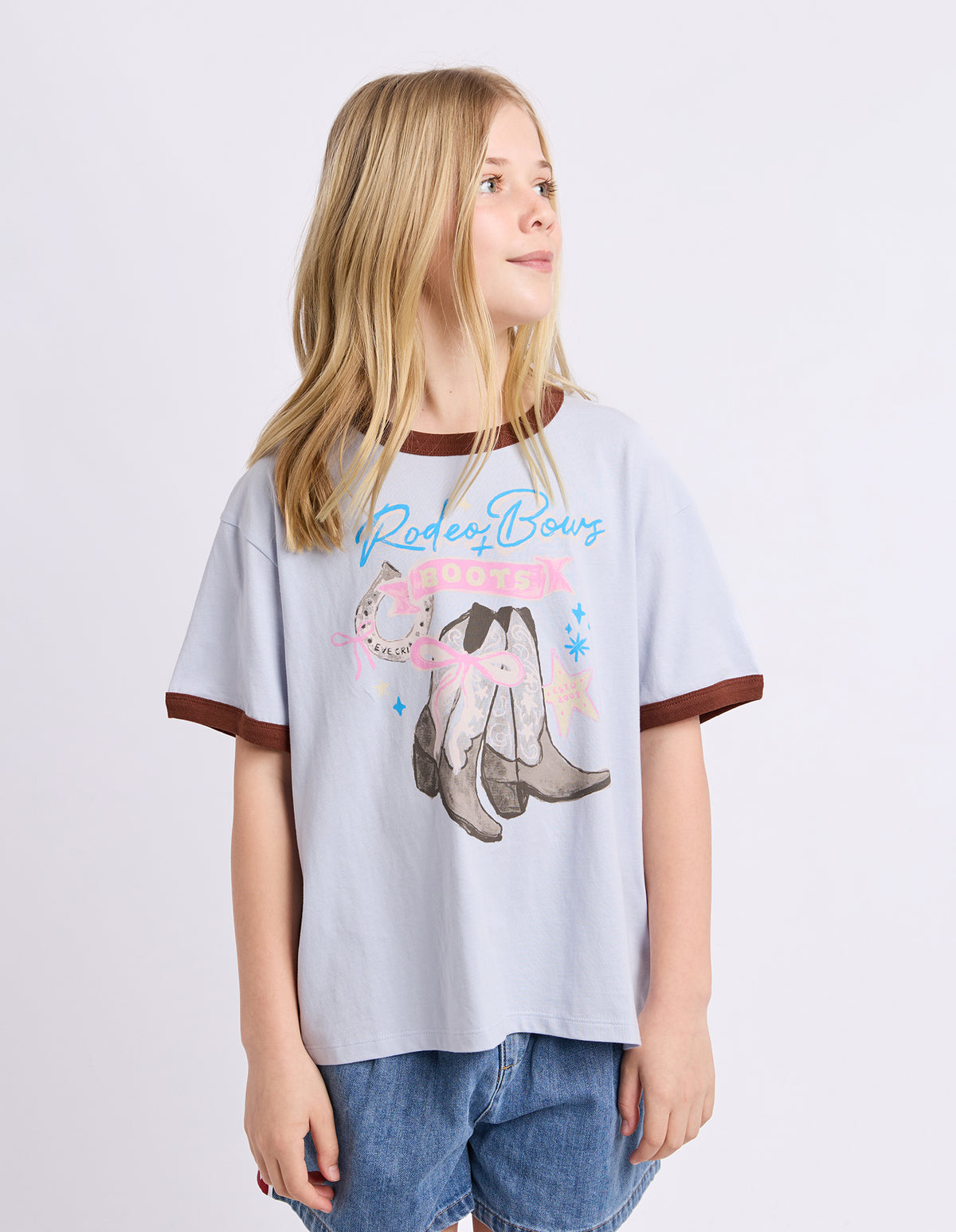 Teen Boots Ringer Tee Light Blue
