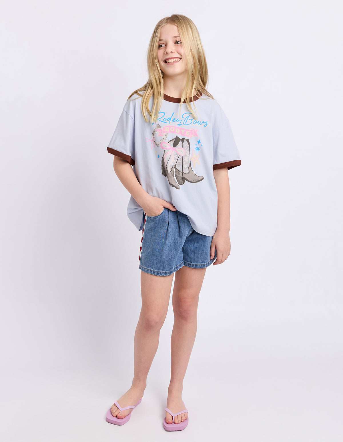 Teen Boots Ringer Tee Light Blue