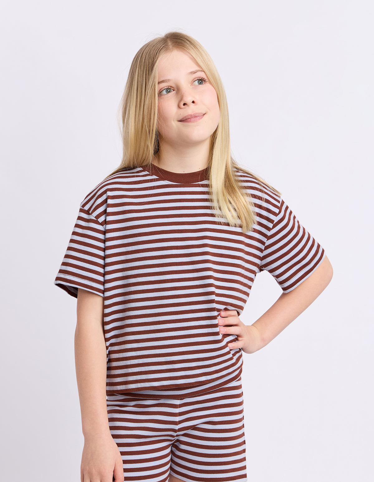 Teen Paloma Stripe Short Sleeve Chocolate
