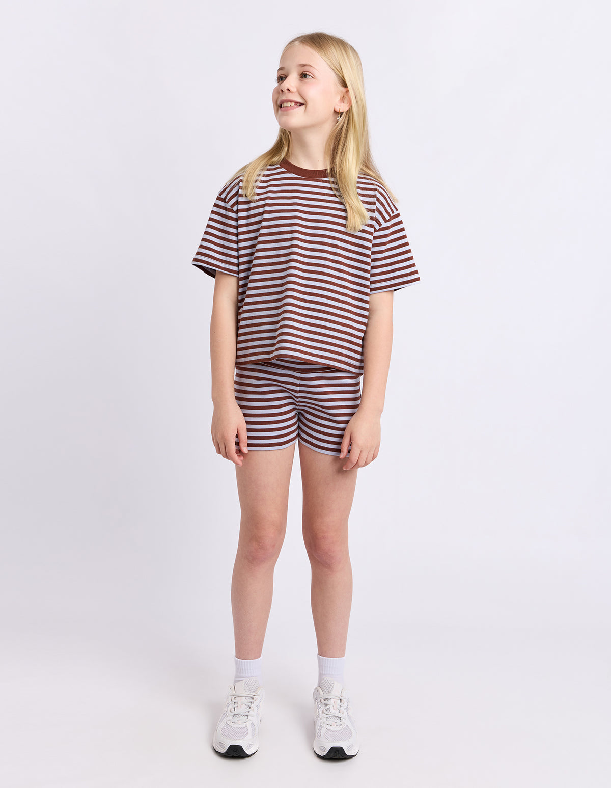 Teen Paloma Stripe Short Sleeve Chocolate