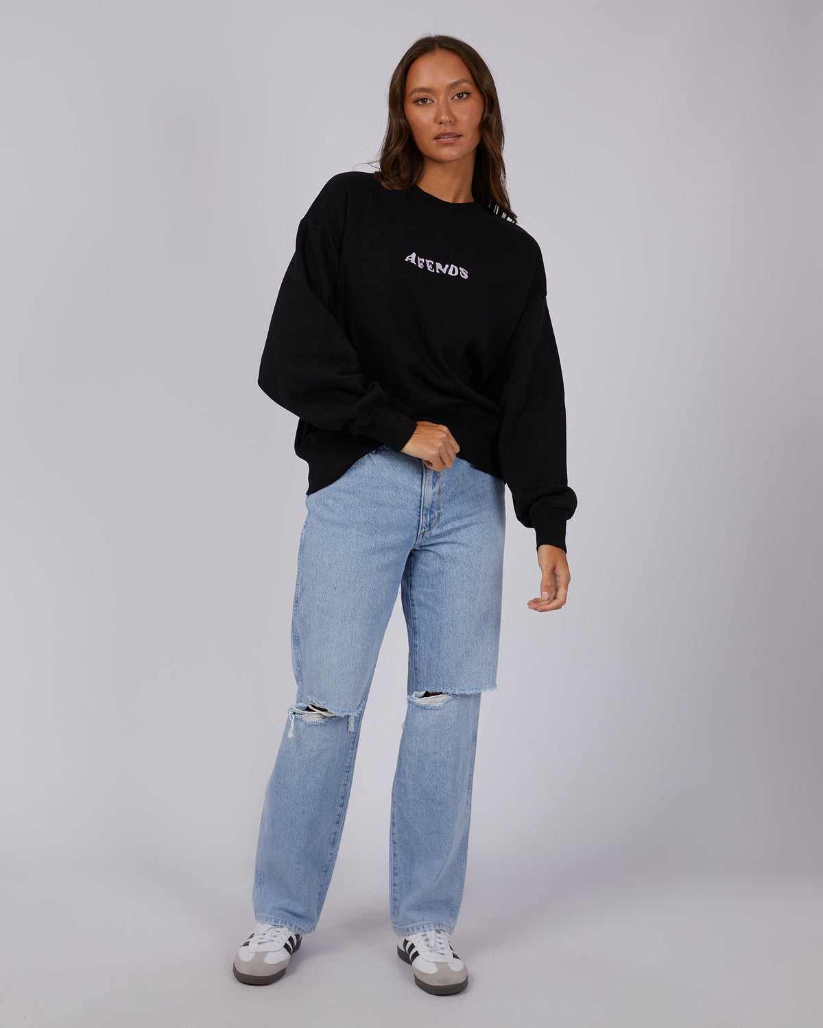 Afends-Lilah Recycled Crewneck Black-Edge Clothing