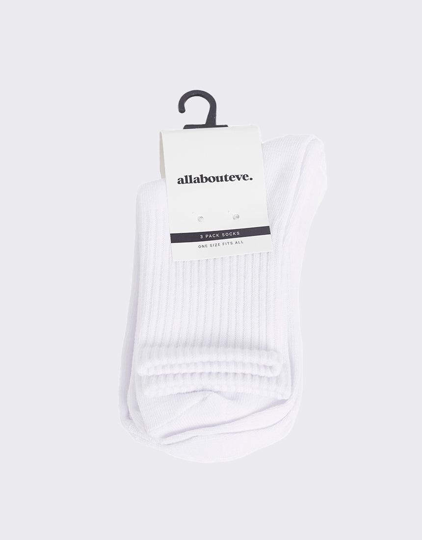 All About Eve-Aae Ankle Socks 3 Pack White-Edge Clothing