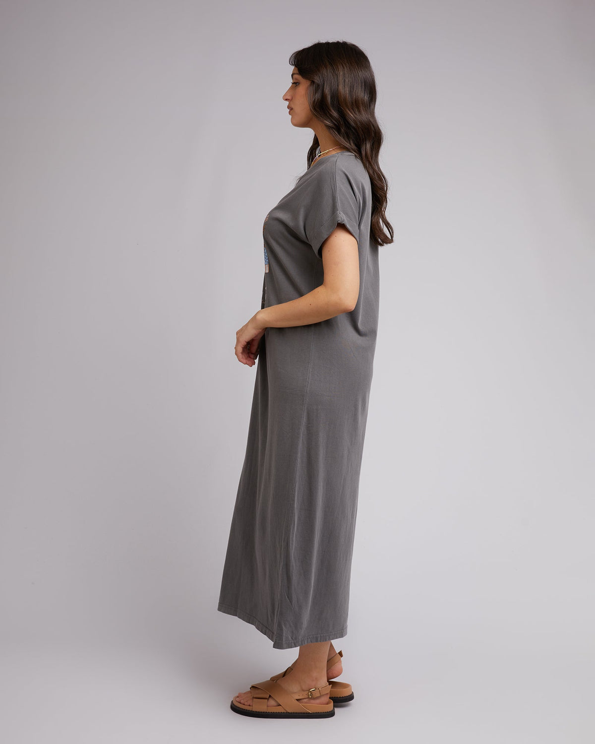 All About Eve-Brooks Midi Tee Dress Charcoal-Edge Clothing
