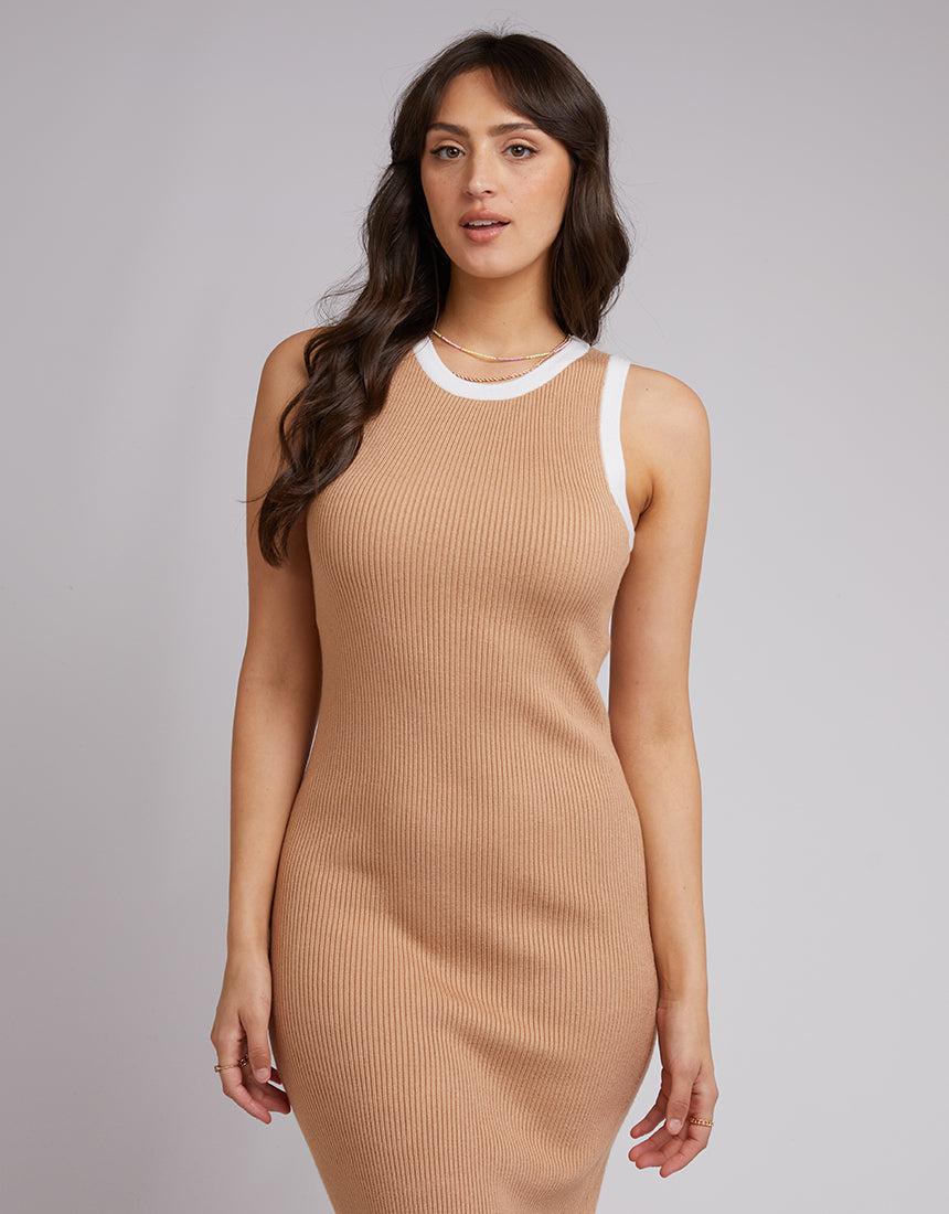 All About Eve-Charlotte Midi Dress Tan-Edge Clothing
