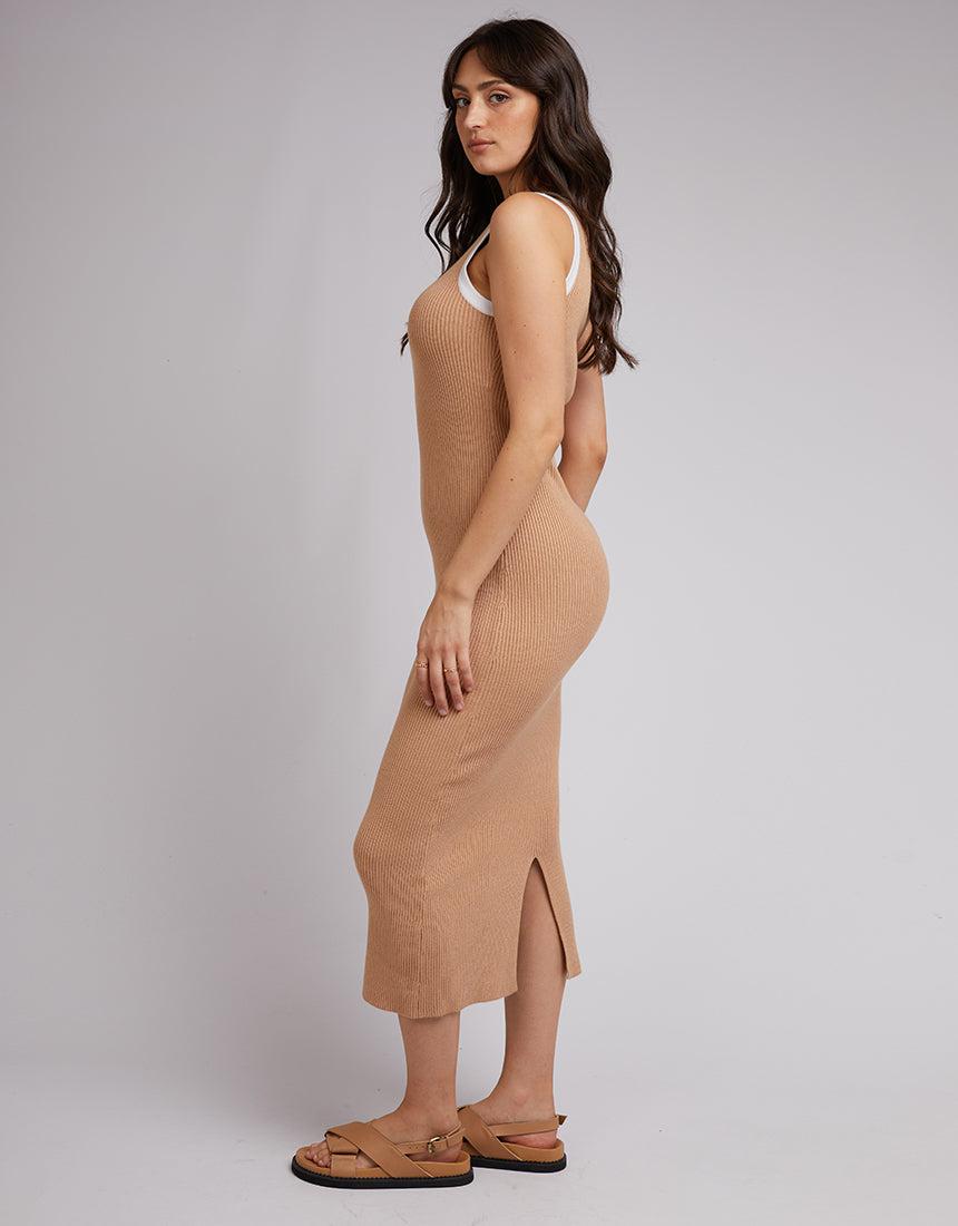 All About Eve-Charlotte Midi Dress Tan-Edge Clothing