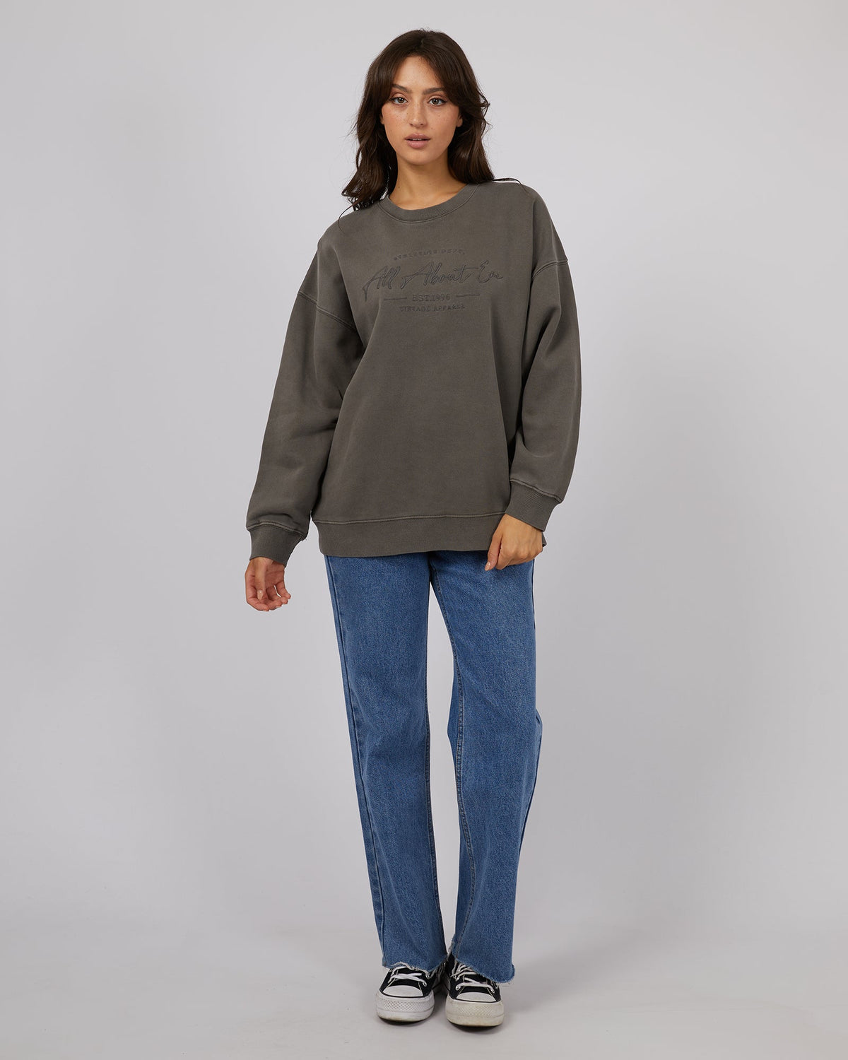All About Eve-Classic Crew Charcoal-Edge Clothing