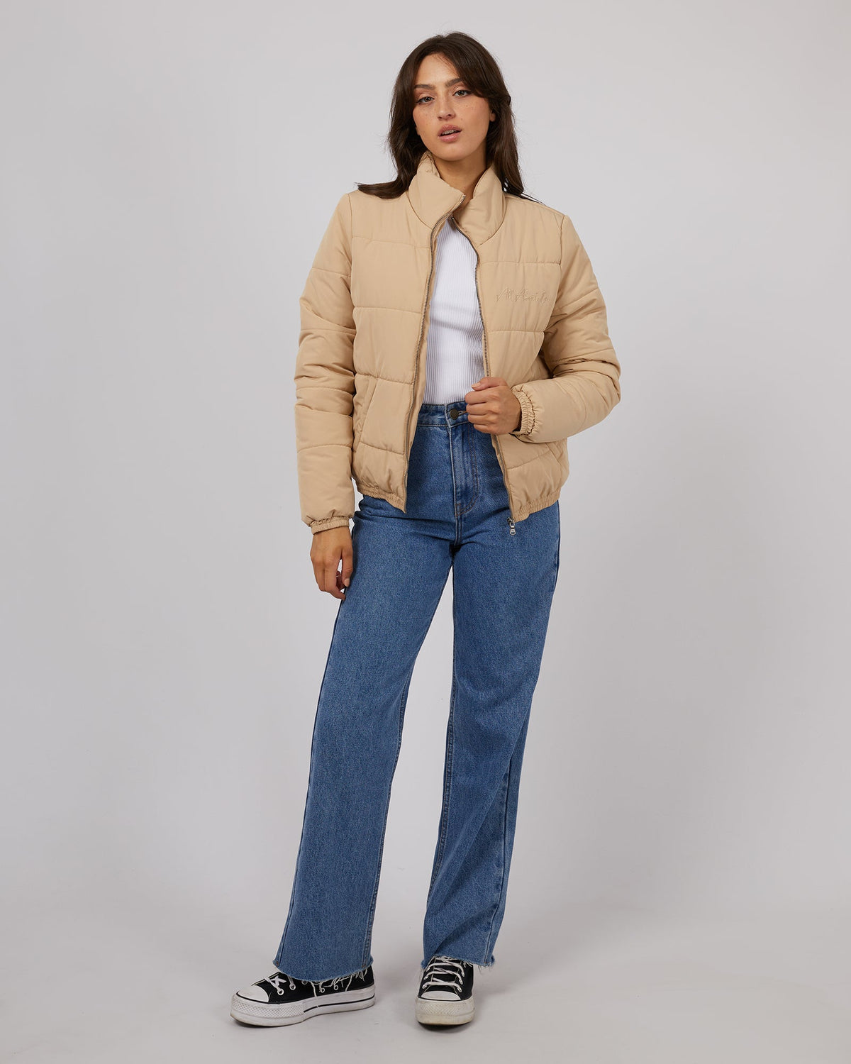All About Eve-Classic Puffer Jacket Oatmeal-Edge Clothing