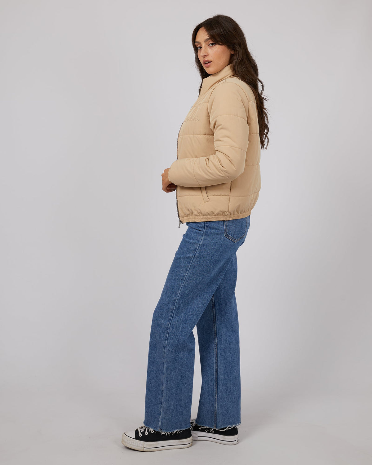 All About Eve-Classic Puffer Jacket Oatmeal-Edge Clothing