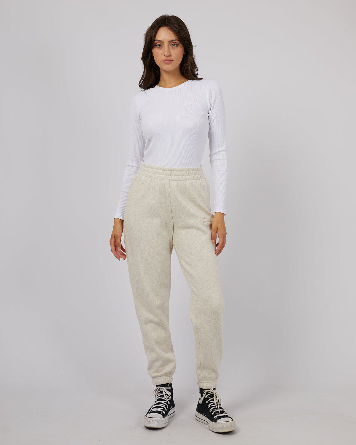 All About Eve-Classic Trackpant Oatmeal-Edge Clothing