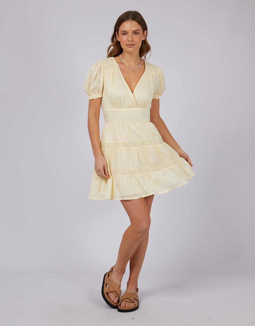All About Eve-Denver V Neck Mini Dress Yellow-Edge Clothing