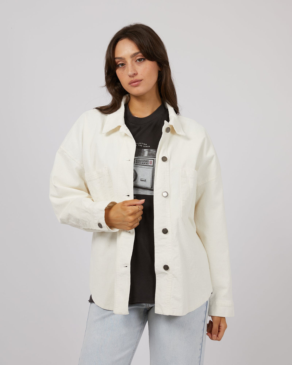 All About Eve-Emma Cord Shacket Vintage White-Edge Clothing