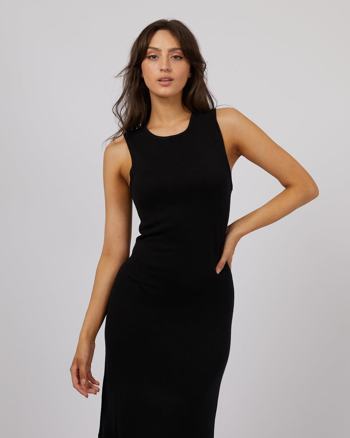 All About Eve-Eve Knit Maxi Tank Dress Black-Edge Clothing