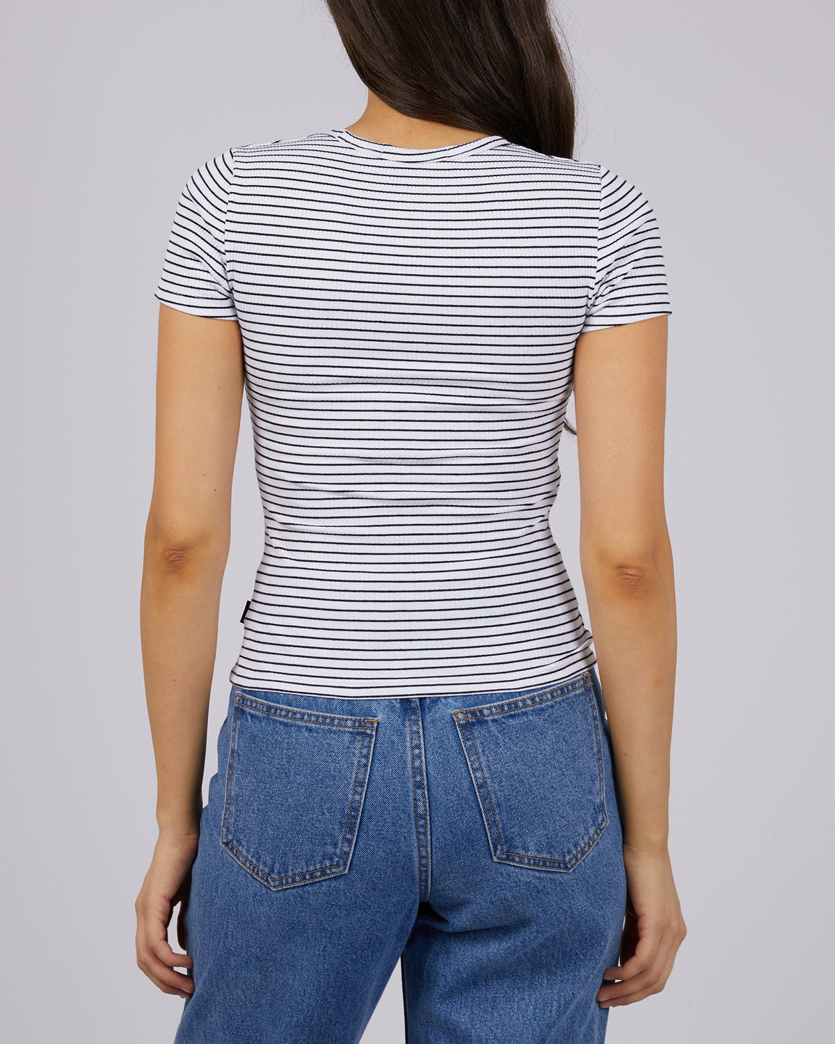 All About Eve-Eve Rib Stripe Tee White-Edge Clothing