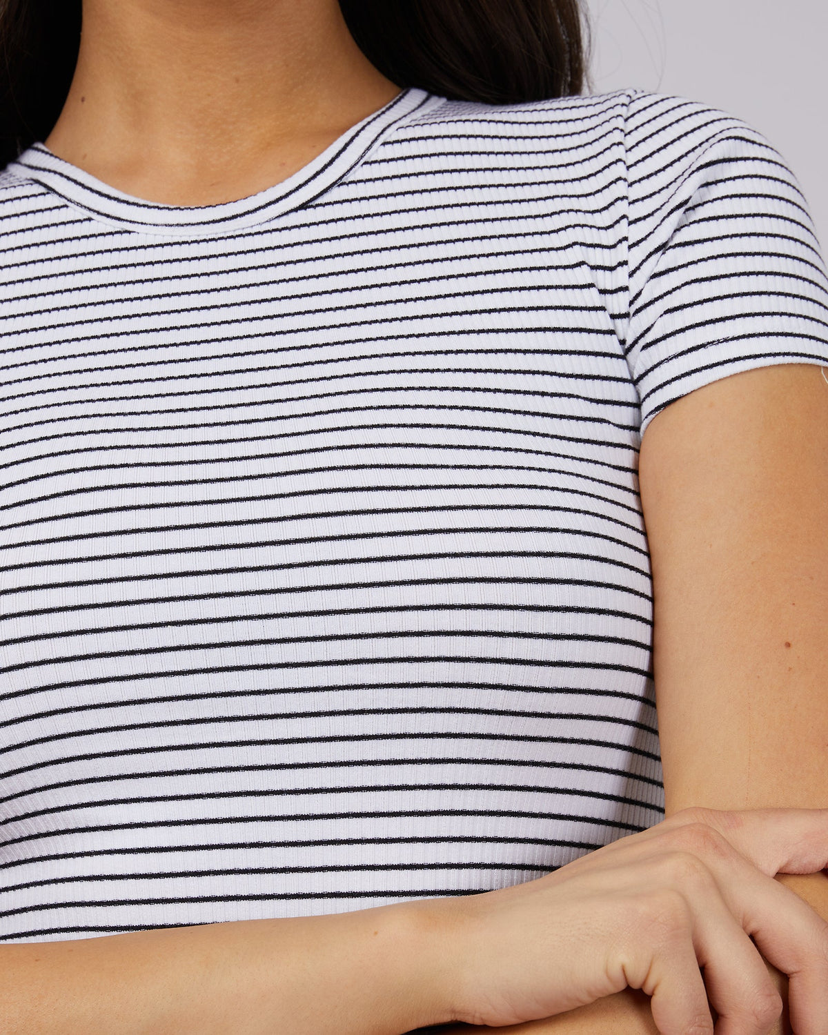 All About Eve-Eve Rib Stripe Tee White-Edge Clothing