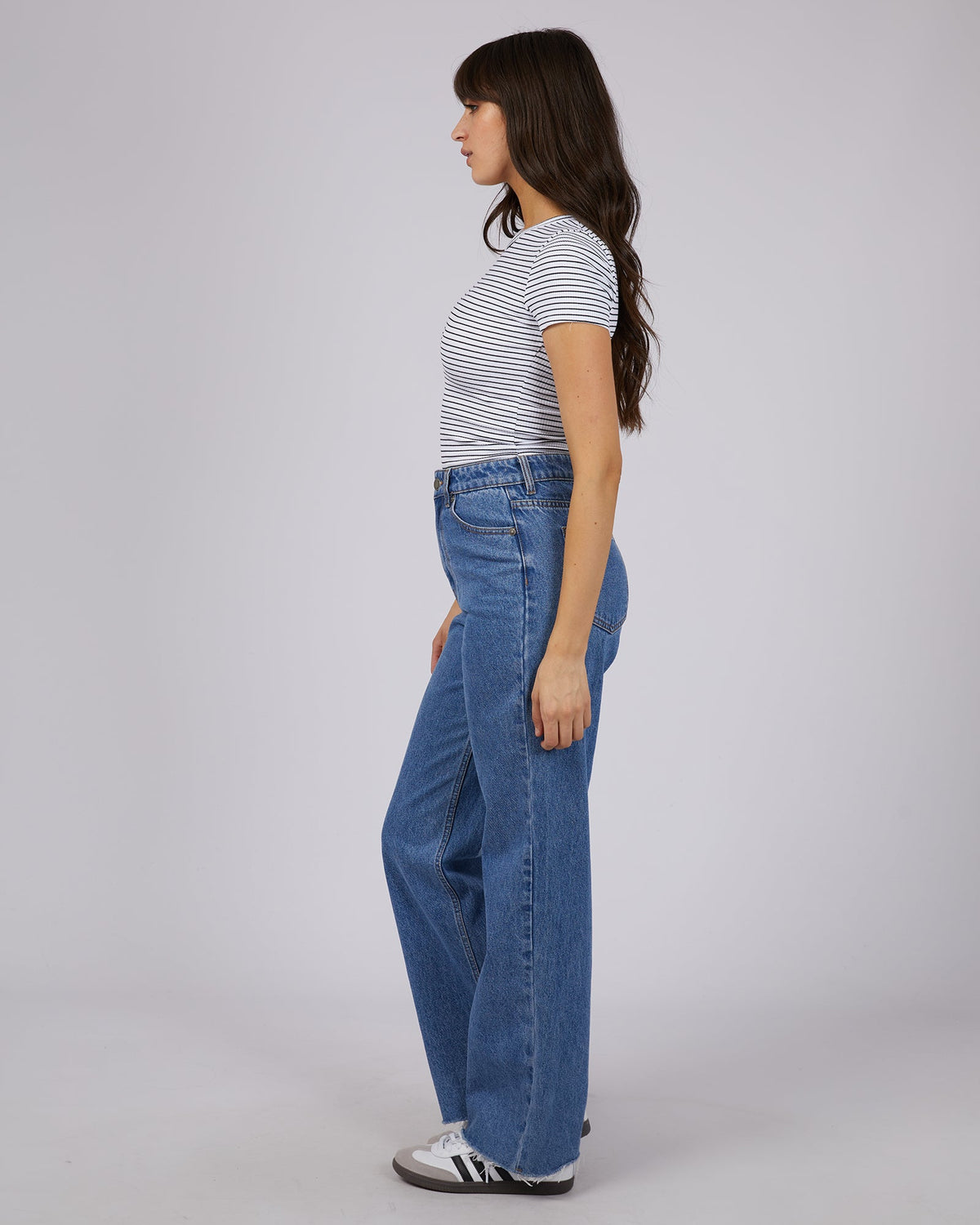 All About Eve-Eve Rib Stripe Tee White-Edge Clothing