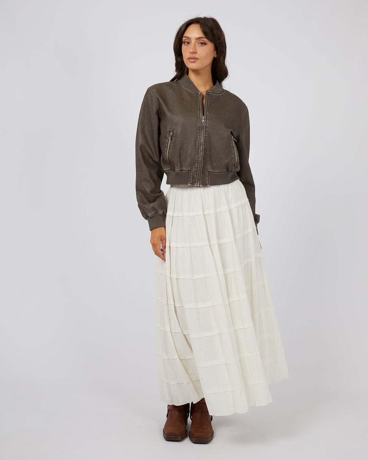 All About Eve-Knox Bomber Jacket Charcoal-Edge Clothing