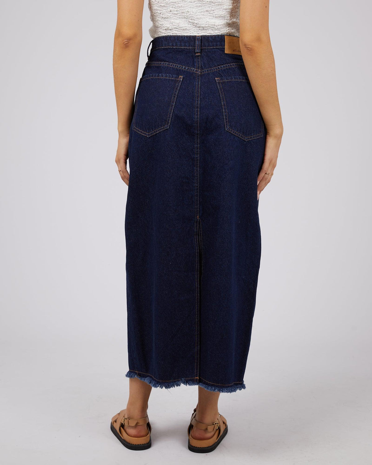 All About Eve-Ray Denim Maxi Skirt Organic Blue-Edge Clothing