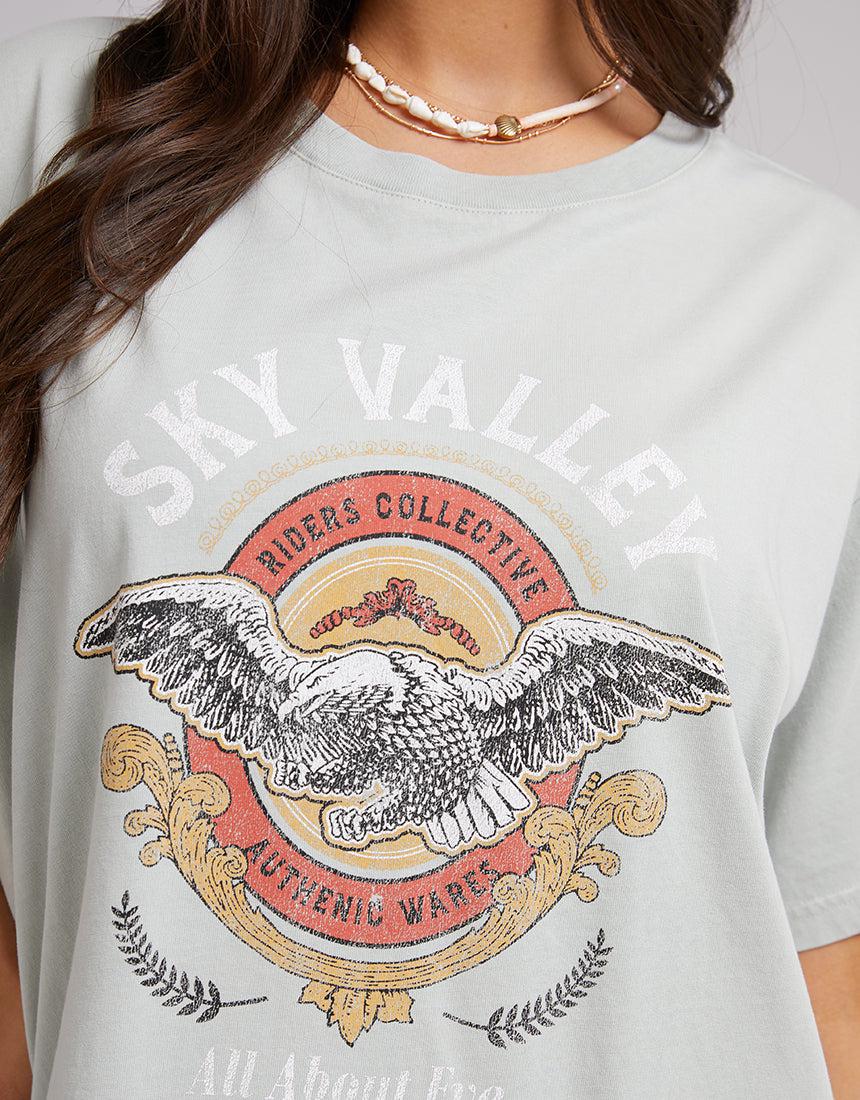 All About Eve-Sky Valley Tee Teal-Edge Clothing