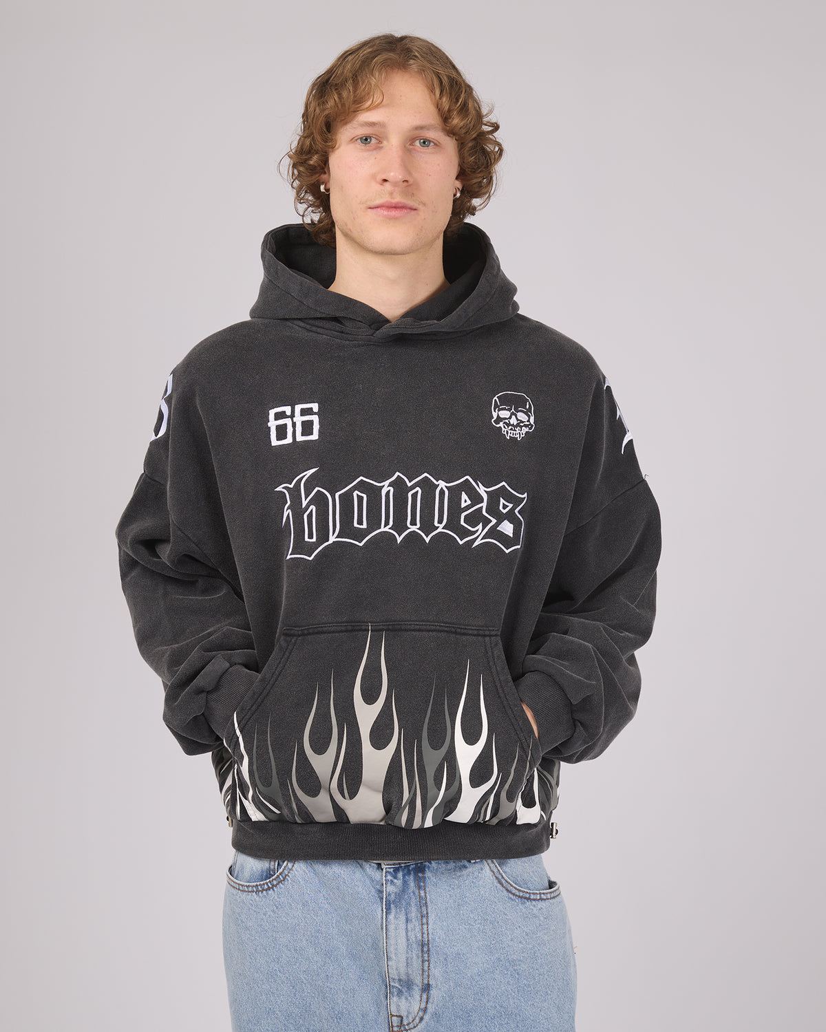 Bones Club Hoodie Washed Black