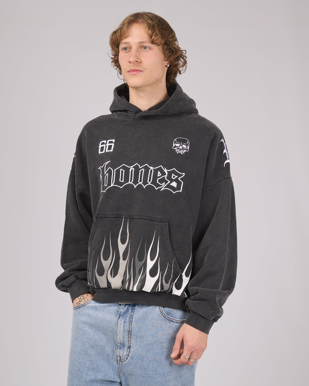 Bones Club Hoodie Washed Black