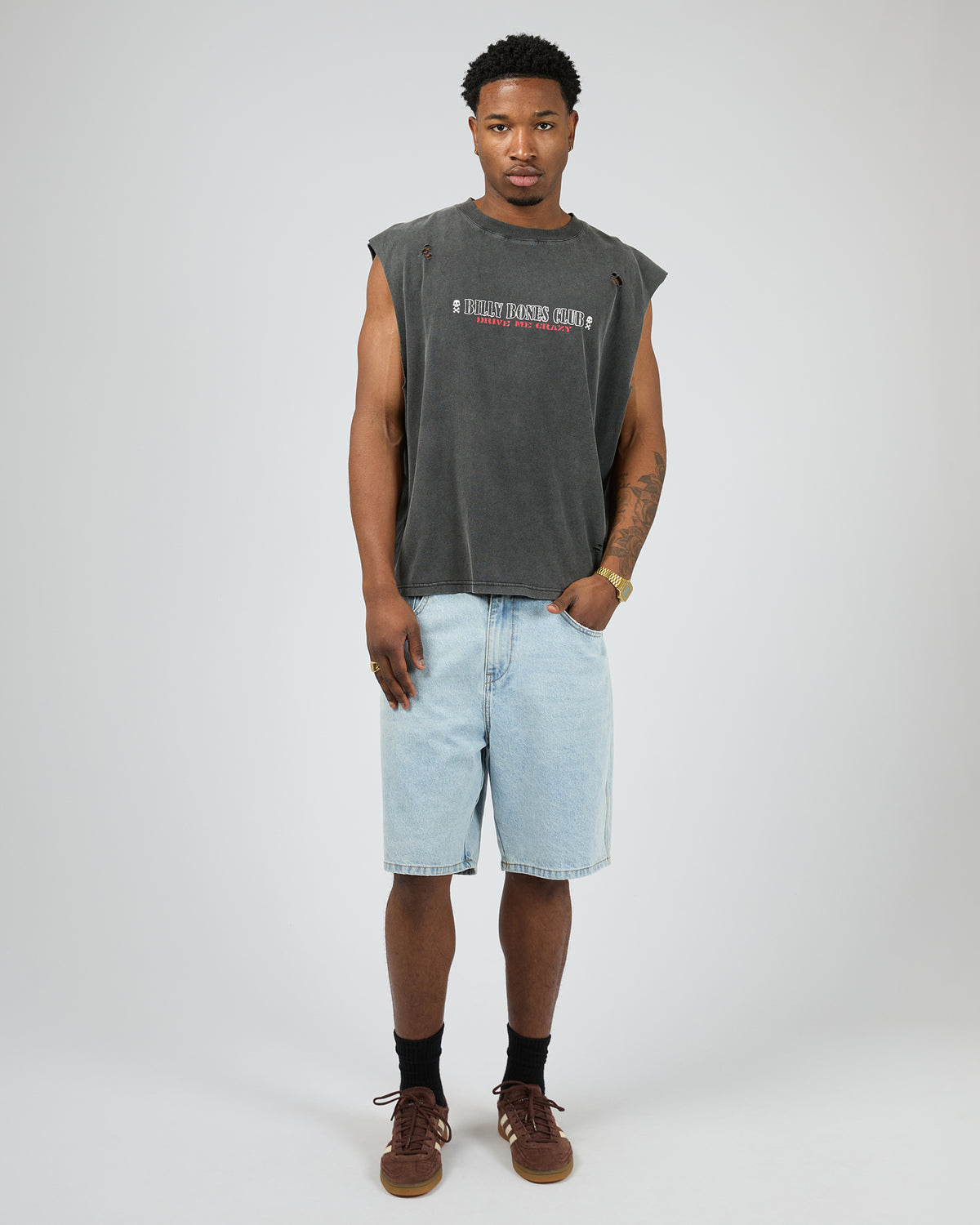 Drive Me Crazy Muscle Tee Washed Black