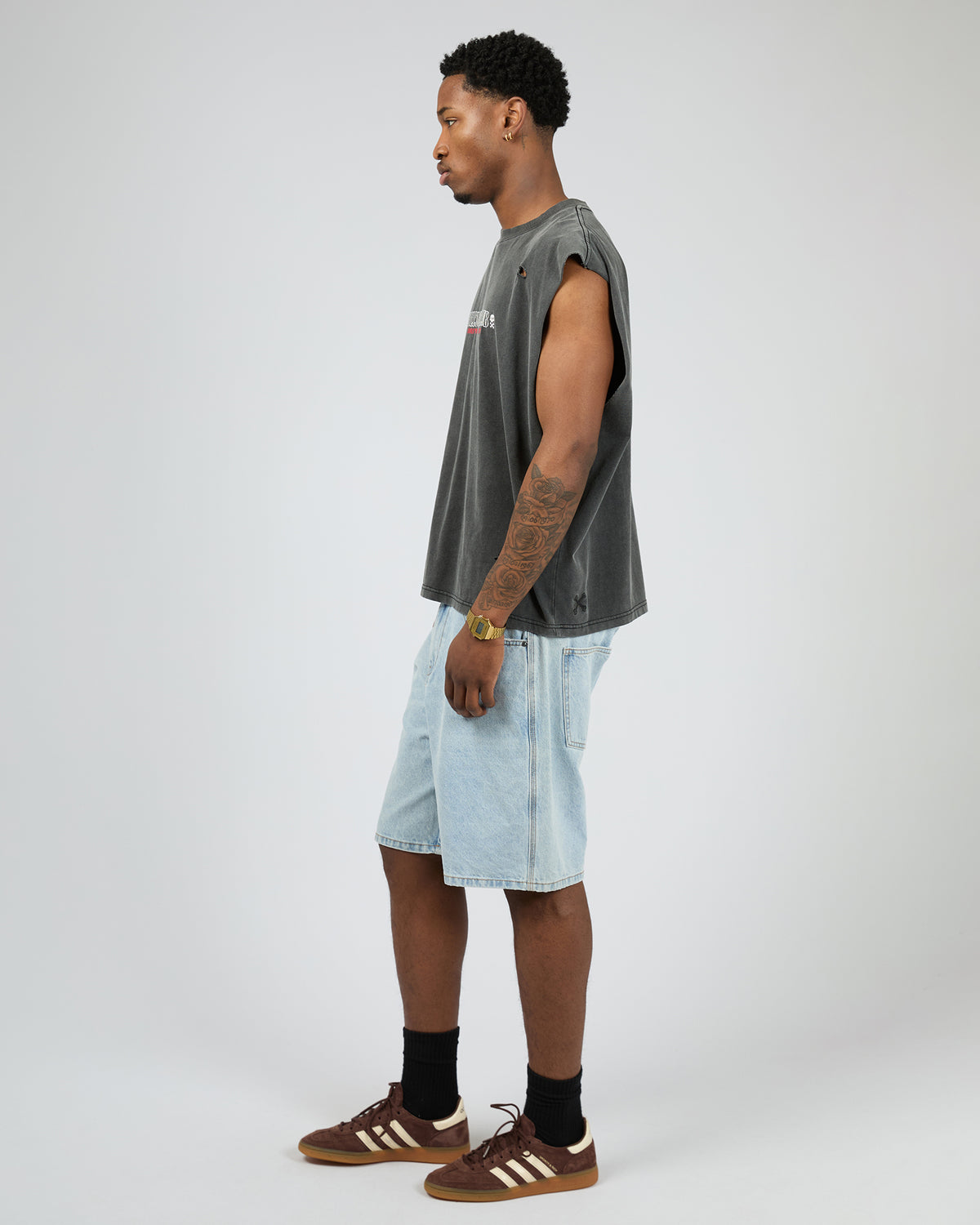 Drive Me Crazy Muscle Tee Washed Black