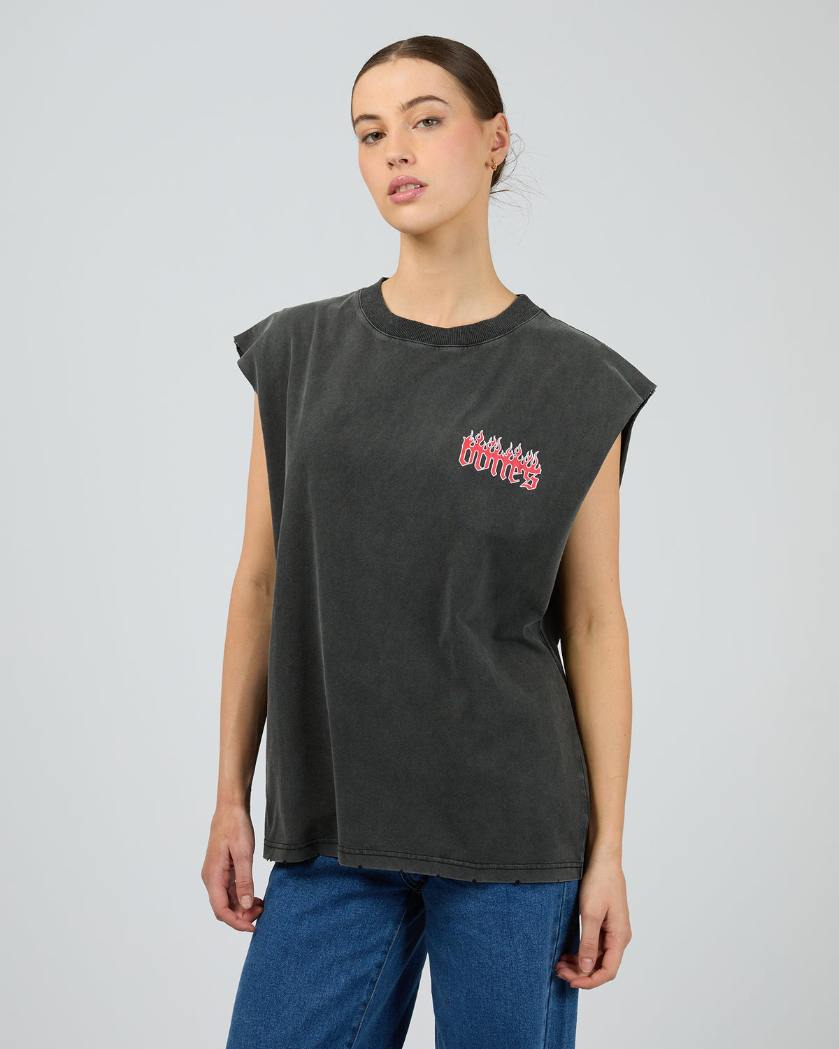 Burning Bones Muscle Tank Vintage Black