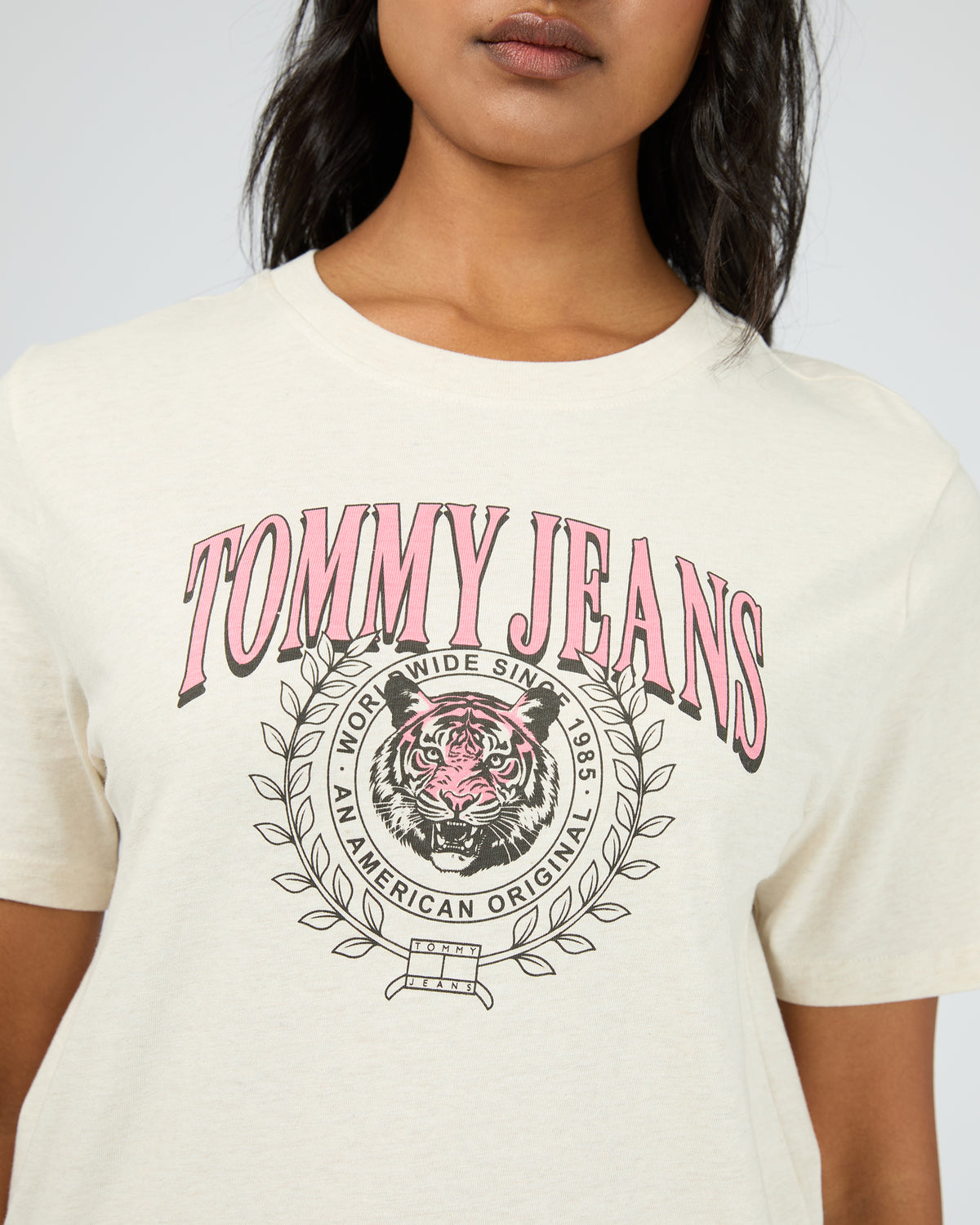 Relaxed Tiger Varsity Tee Oat Marle Heather
