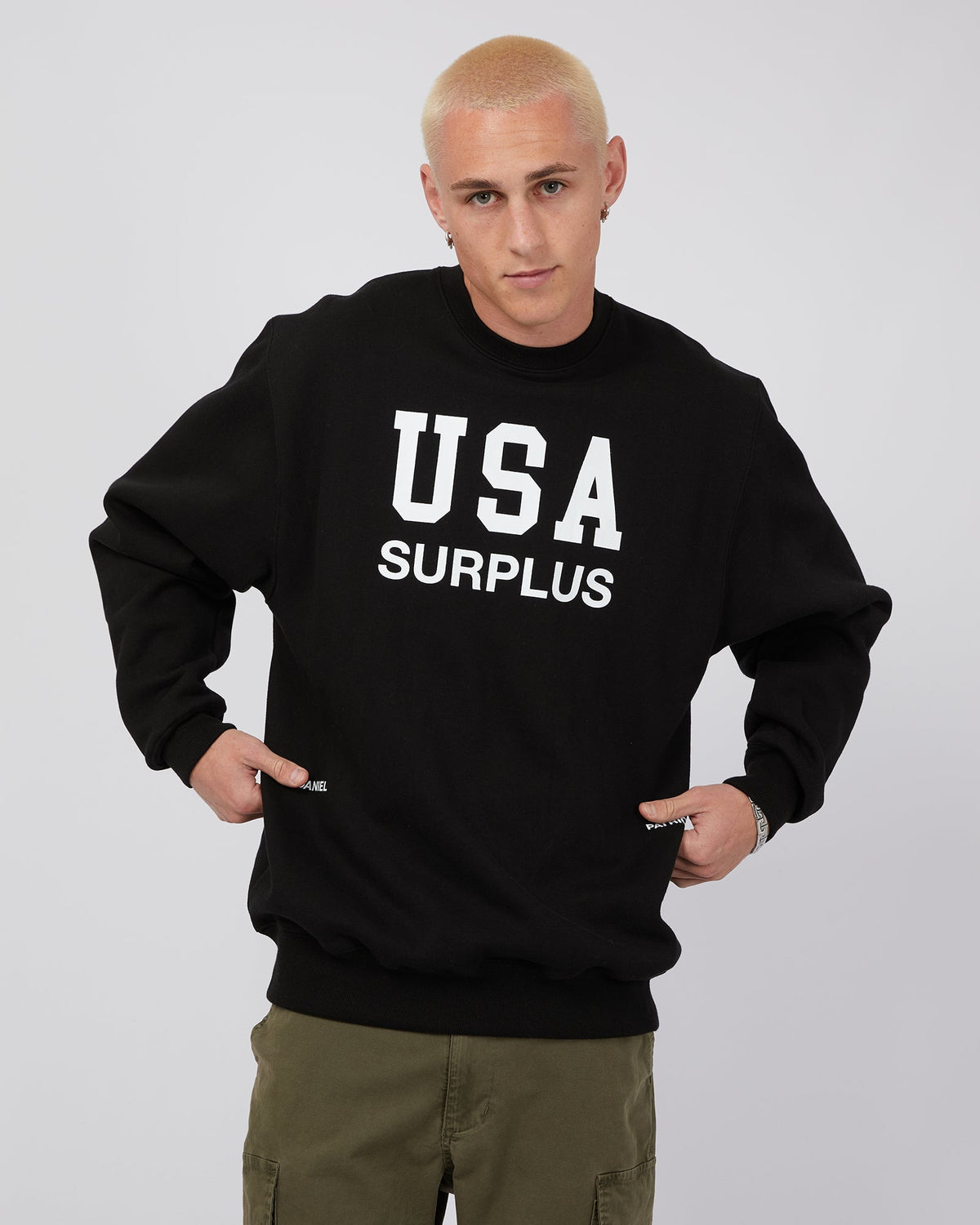 Daniel Patrick-Usa Surplus Crewneck Black-Edge Clothing
