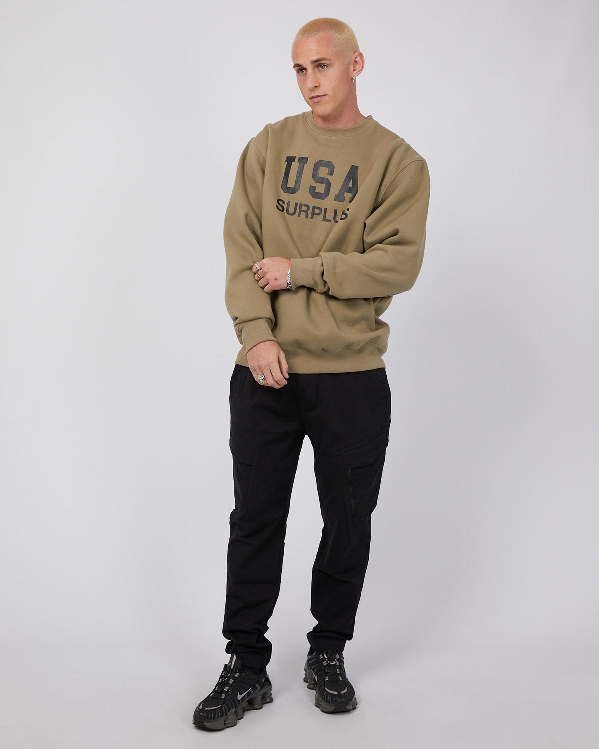 Daniel Patrick-Usa Surplus Crewneck Washed Olive-Edge Clothing