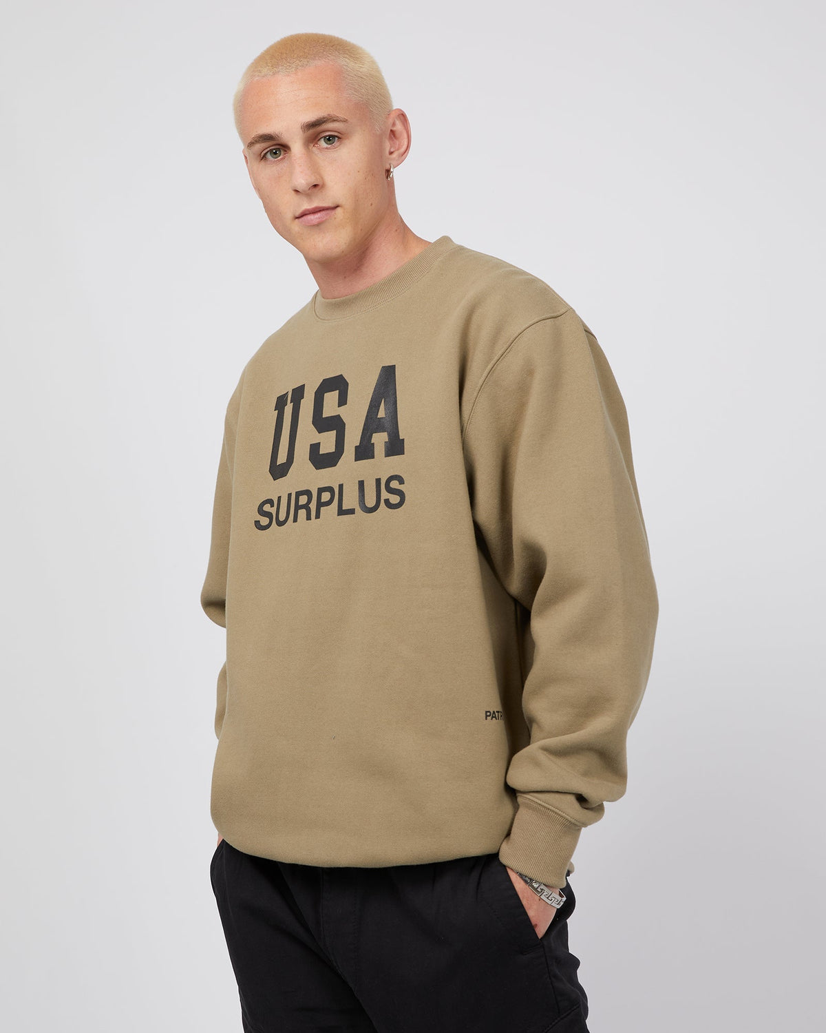 Daniel Patrick-Usa Surplus Crewneck Washed Olive-Edge Clothing