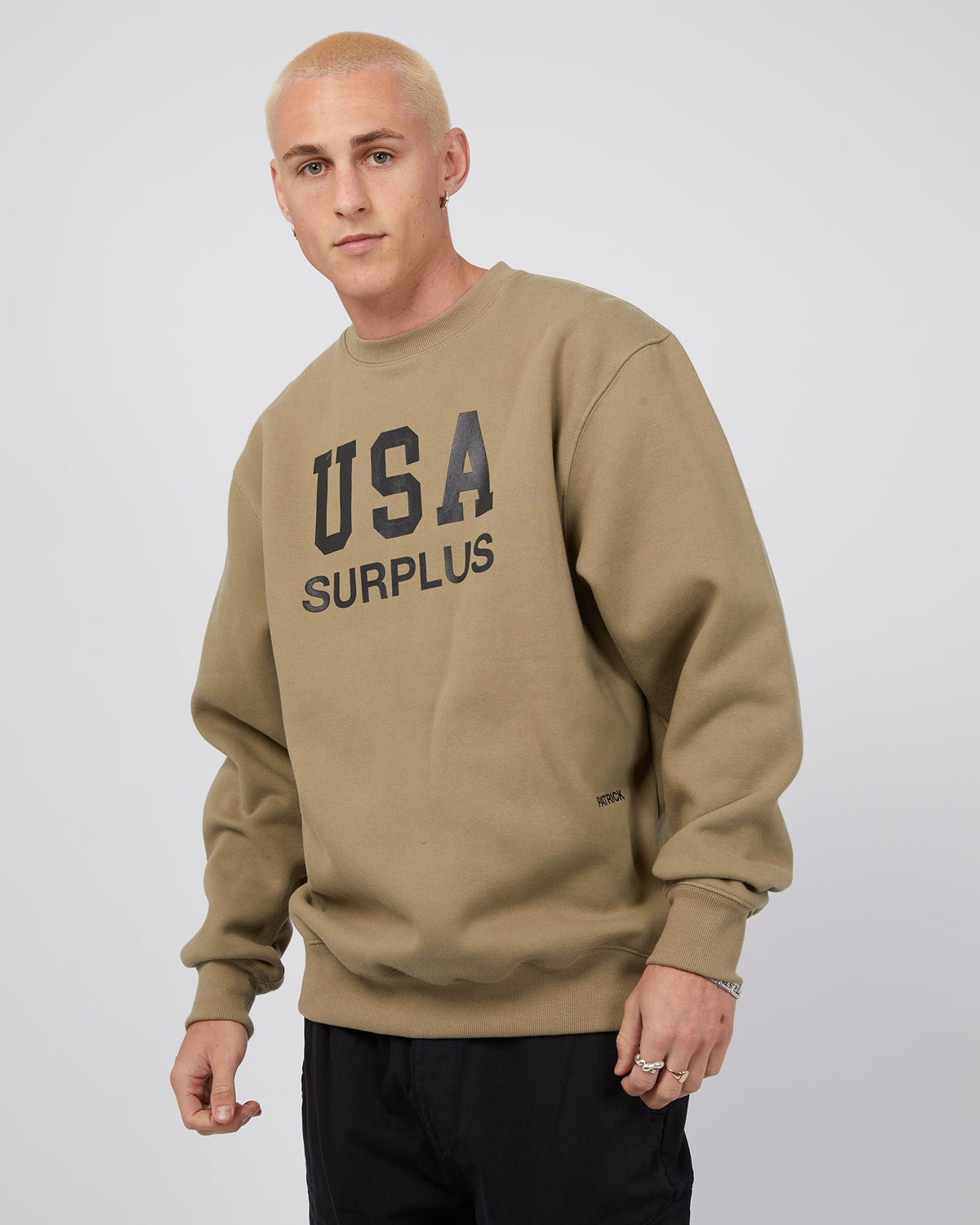 Daniel Patrick-Usa Surplus Crewneck Washed Olive-Edge Clothing