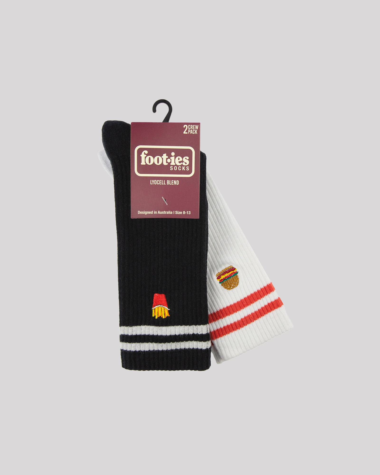 Fast Food Sneaker Sock 2 Pack Black White