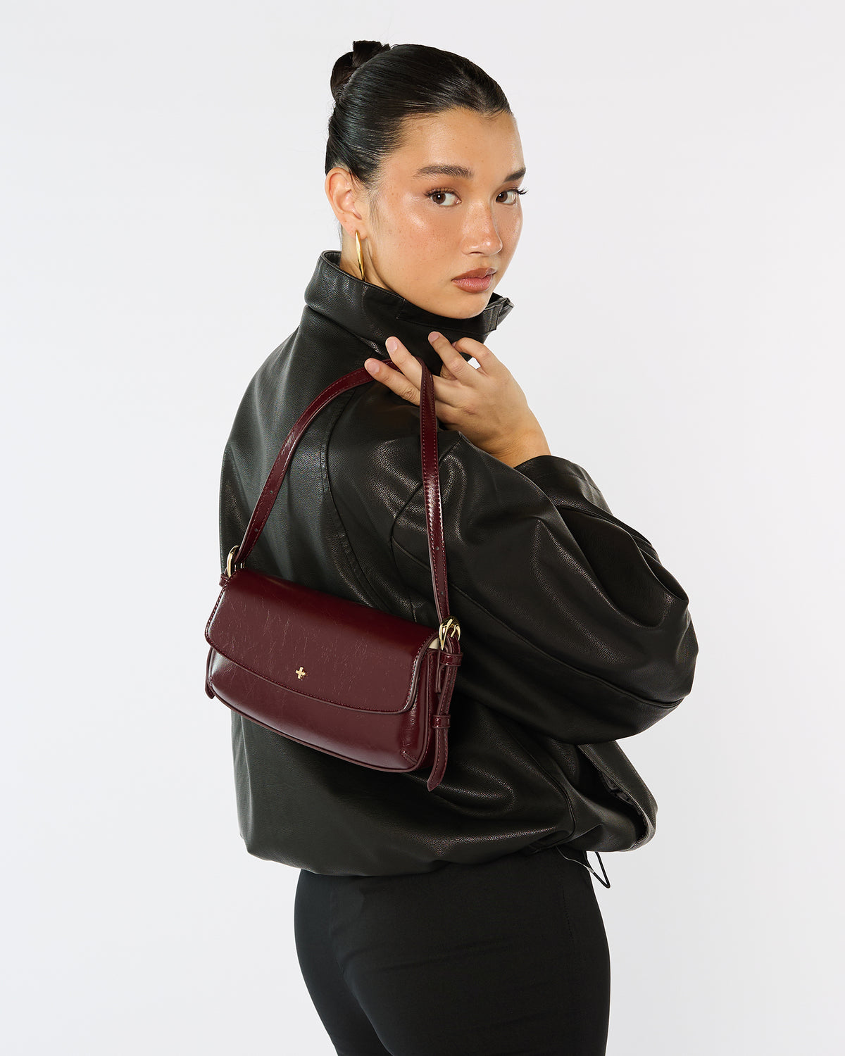 Hailee Small Flap Over Shoulder Berry