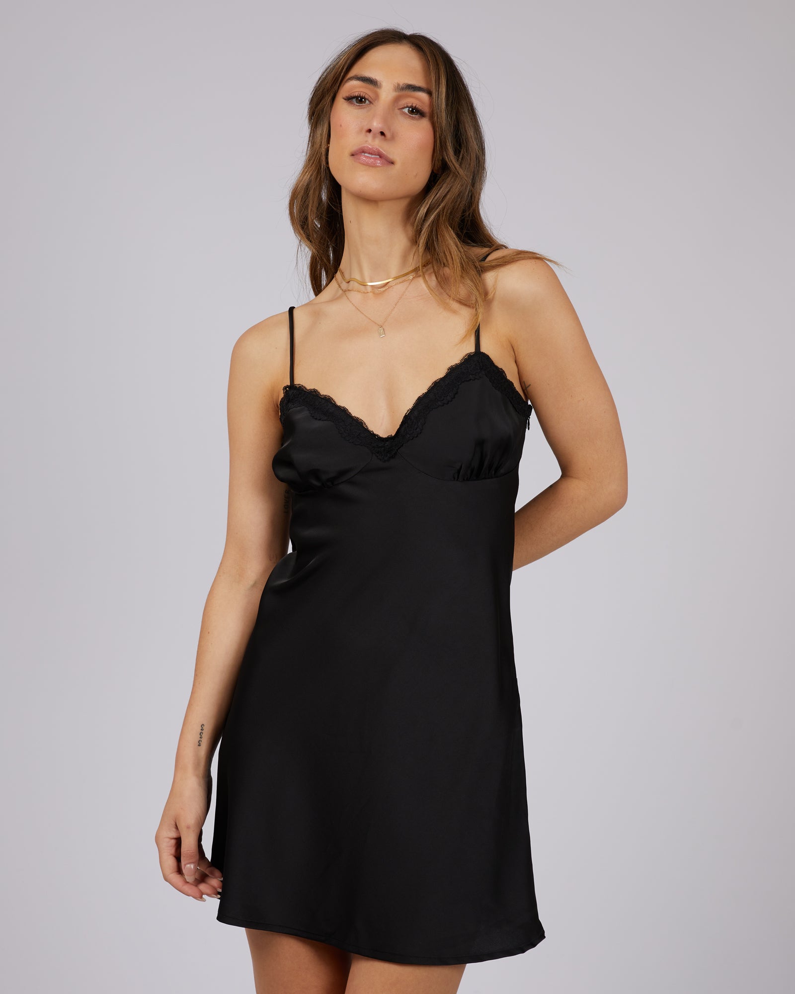 Edgy Black Long Nightie - Black