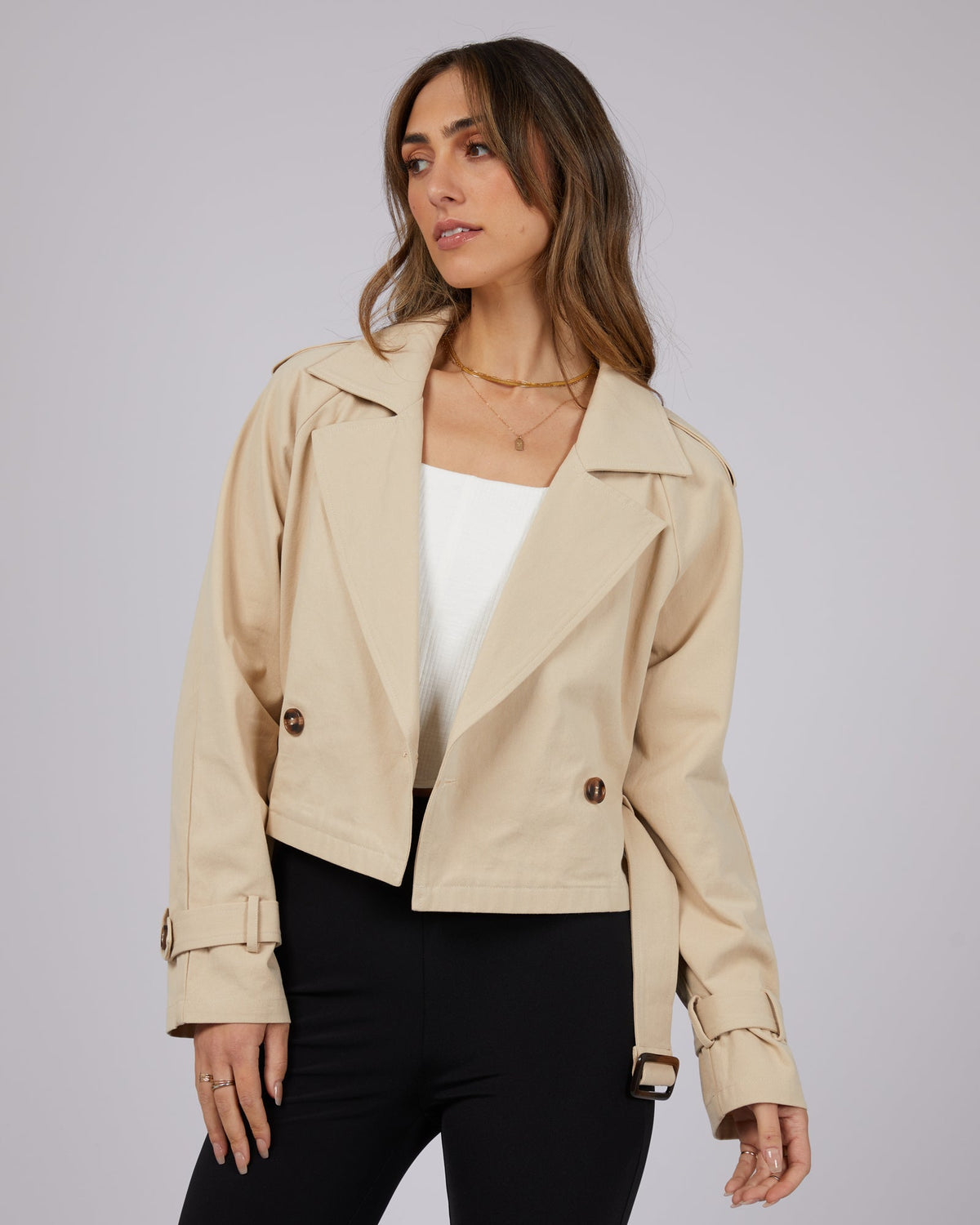 Jorge-Lauren Cropped Trench Coat Natural-Edge Clothing