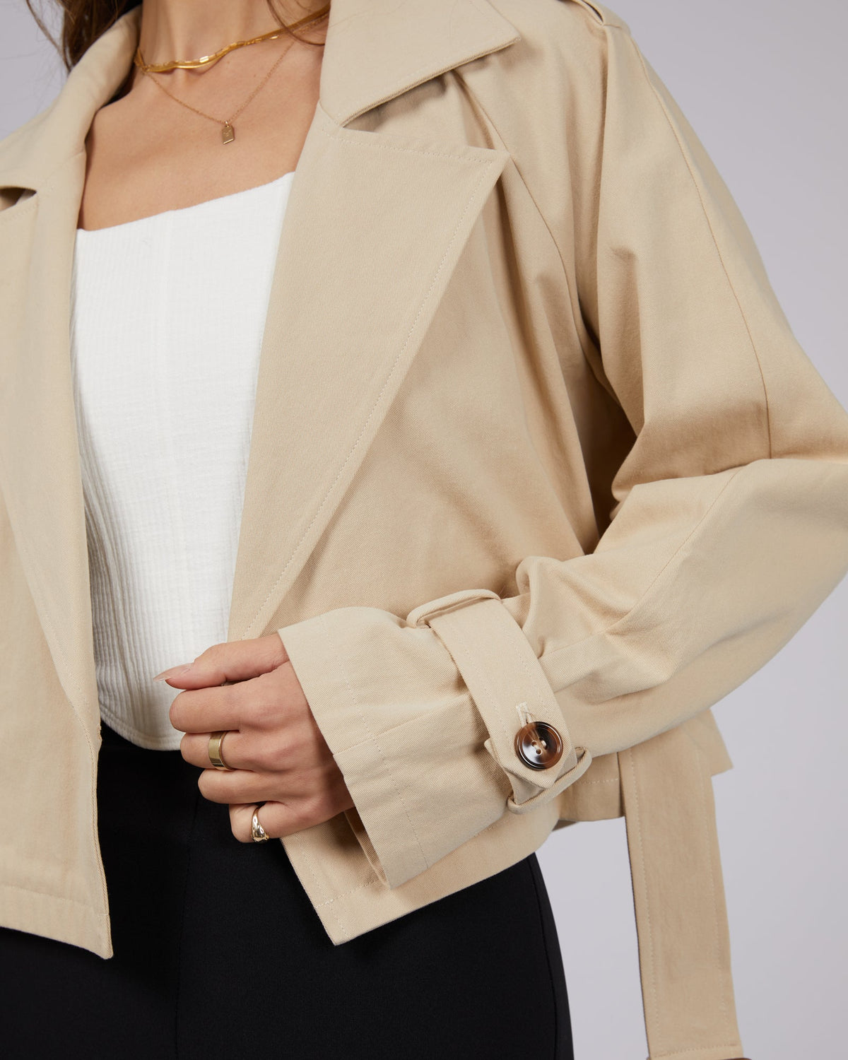 Jorge-Lauren Cropped Trench Coat Natural-Edge Clothing