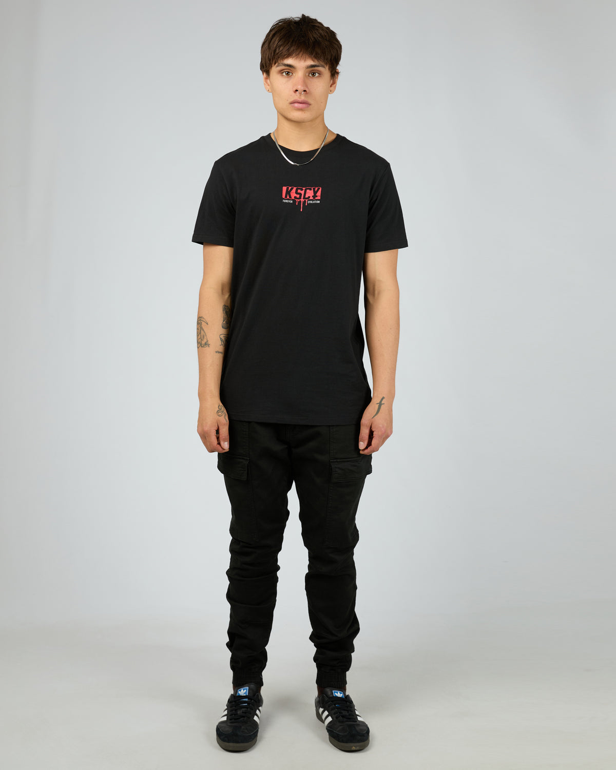 Ripped Dual Curved Tee Black