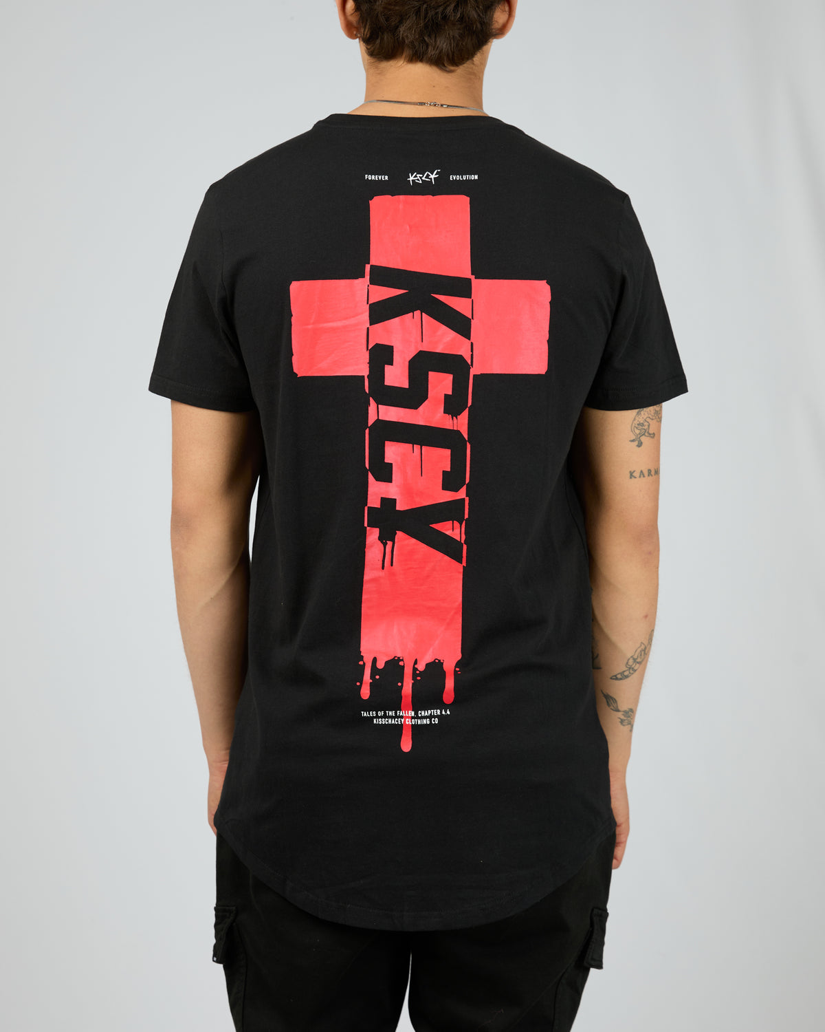 Ripped Dual Curved Tee Black