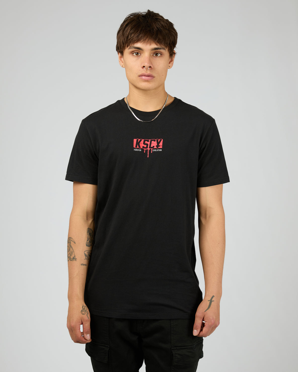 Ripped Dual Curved Tee Black