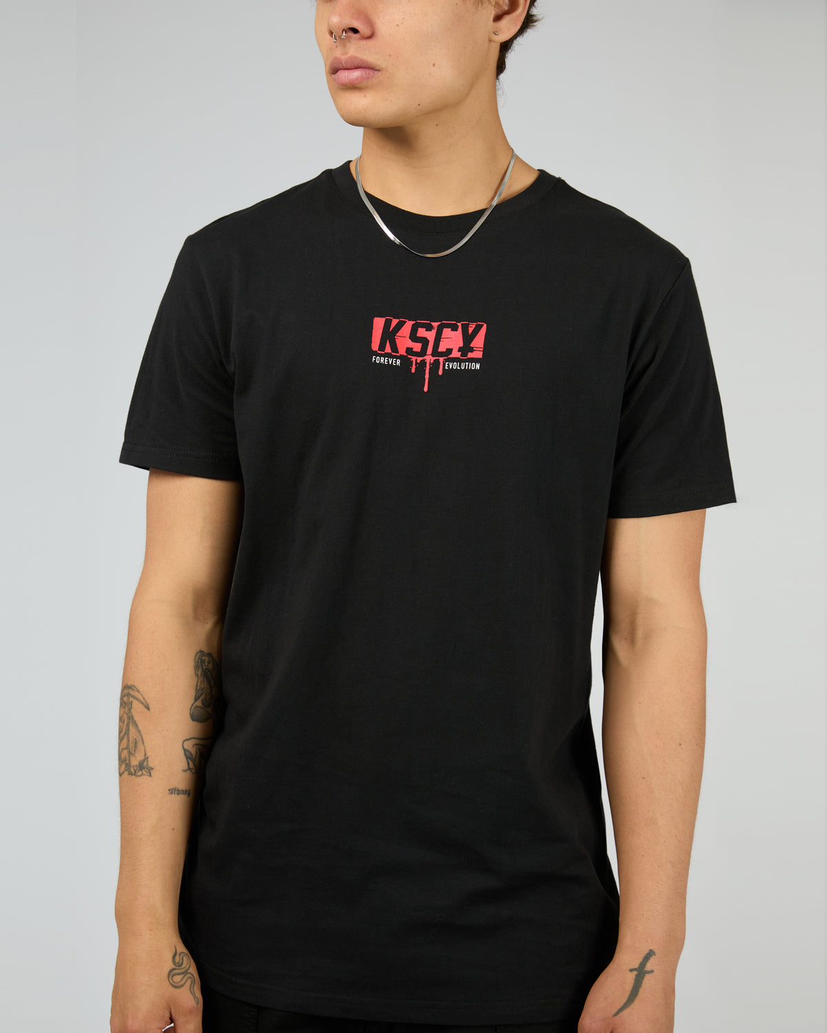 Ripped Dual Curved Tee Black