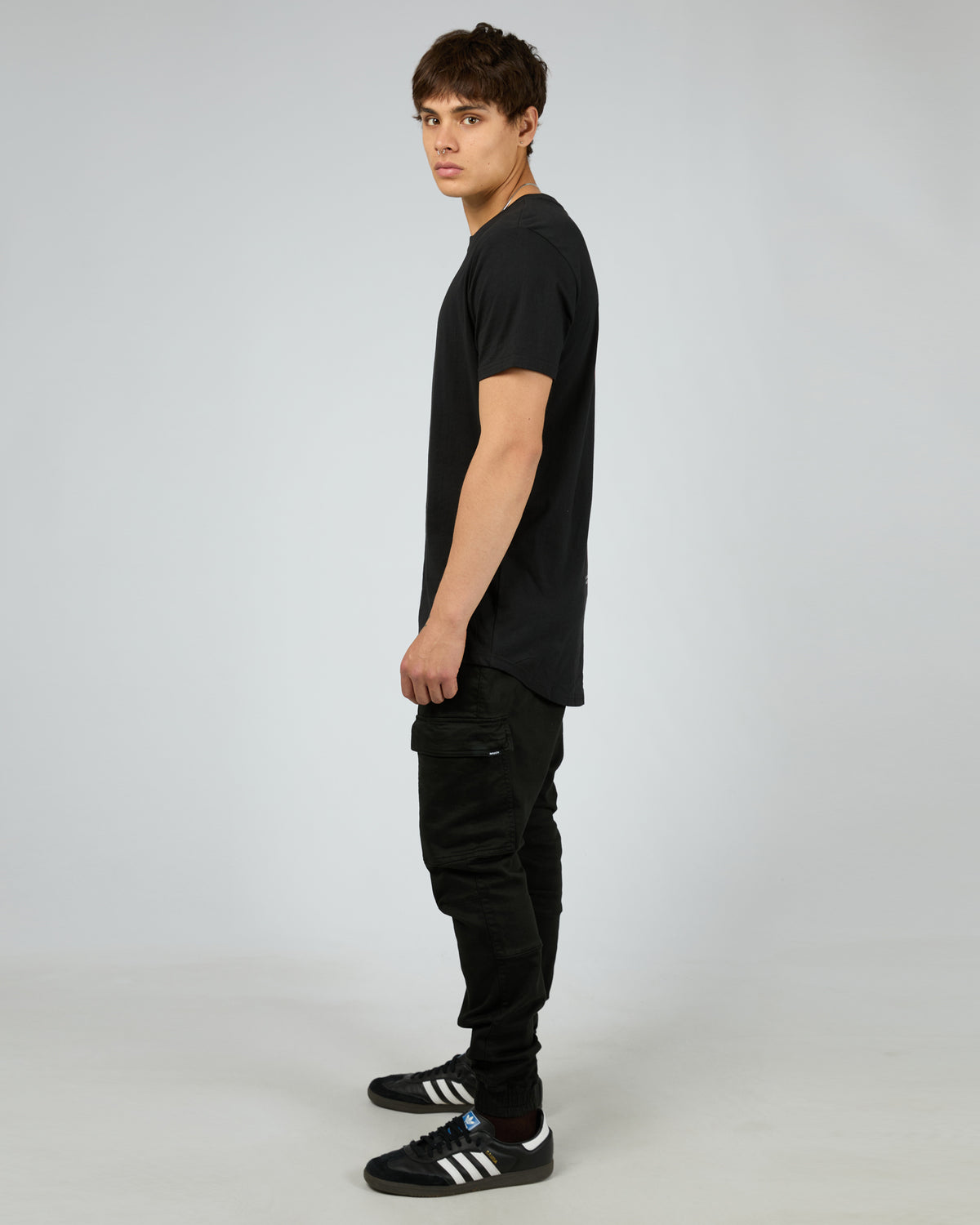 Ripped Dual Curved Tee Black