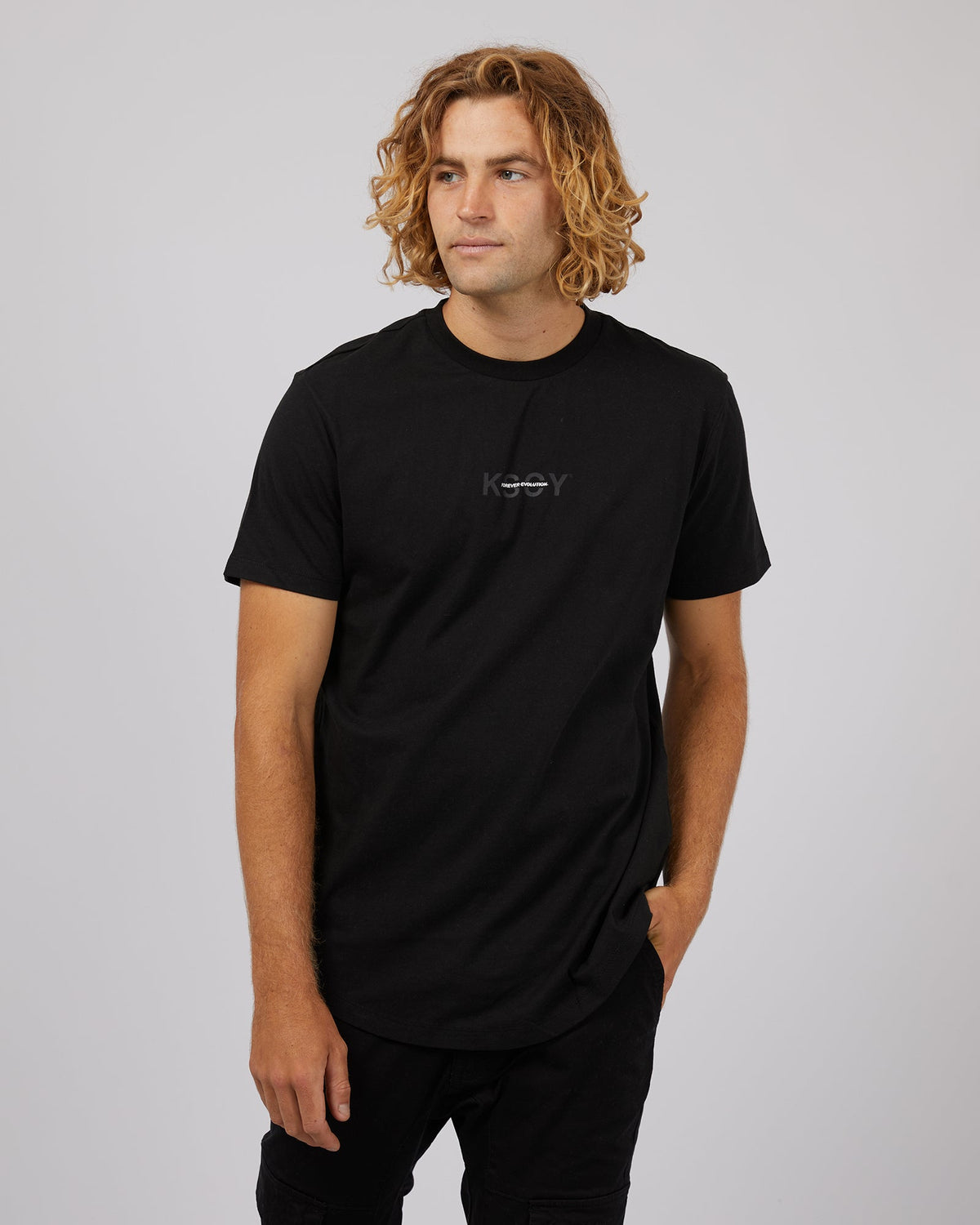 Kiss Chacey-Tustin Dual Curved Tee Jet Black-Edge Clothing