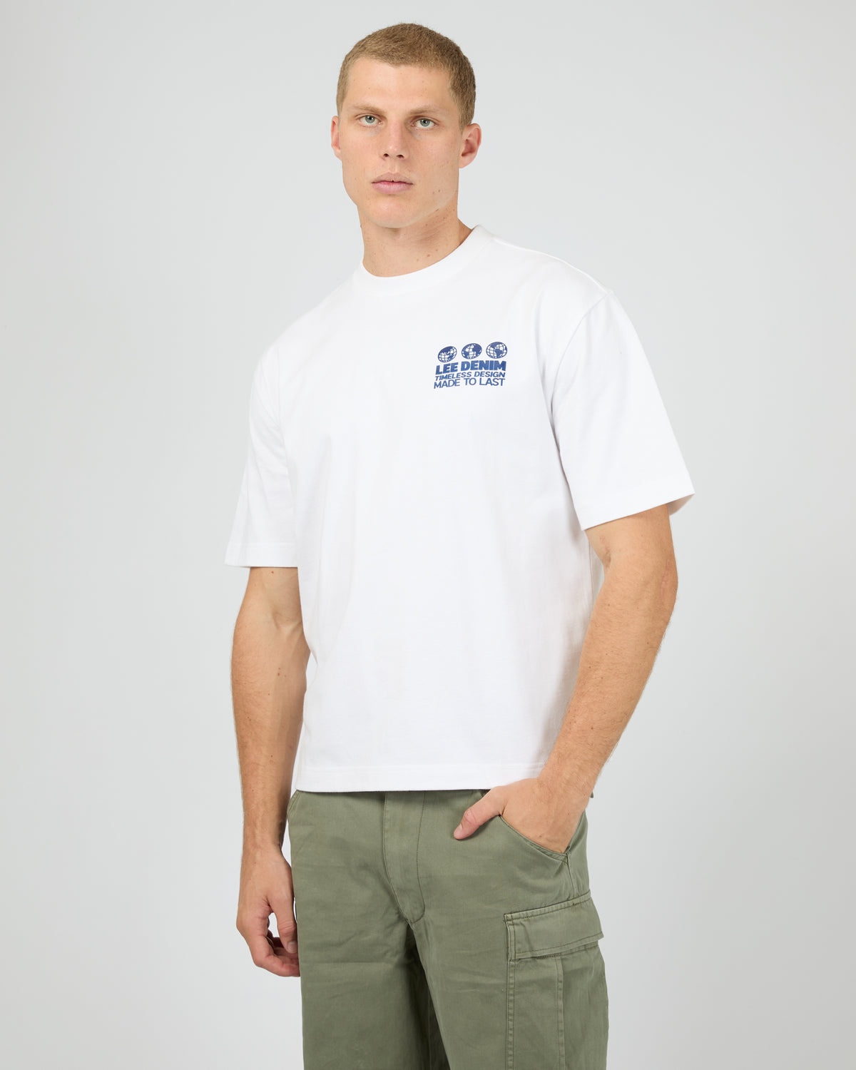 3 Worlds Box Cutter Tee White