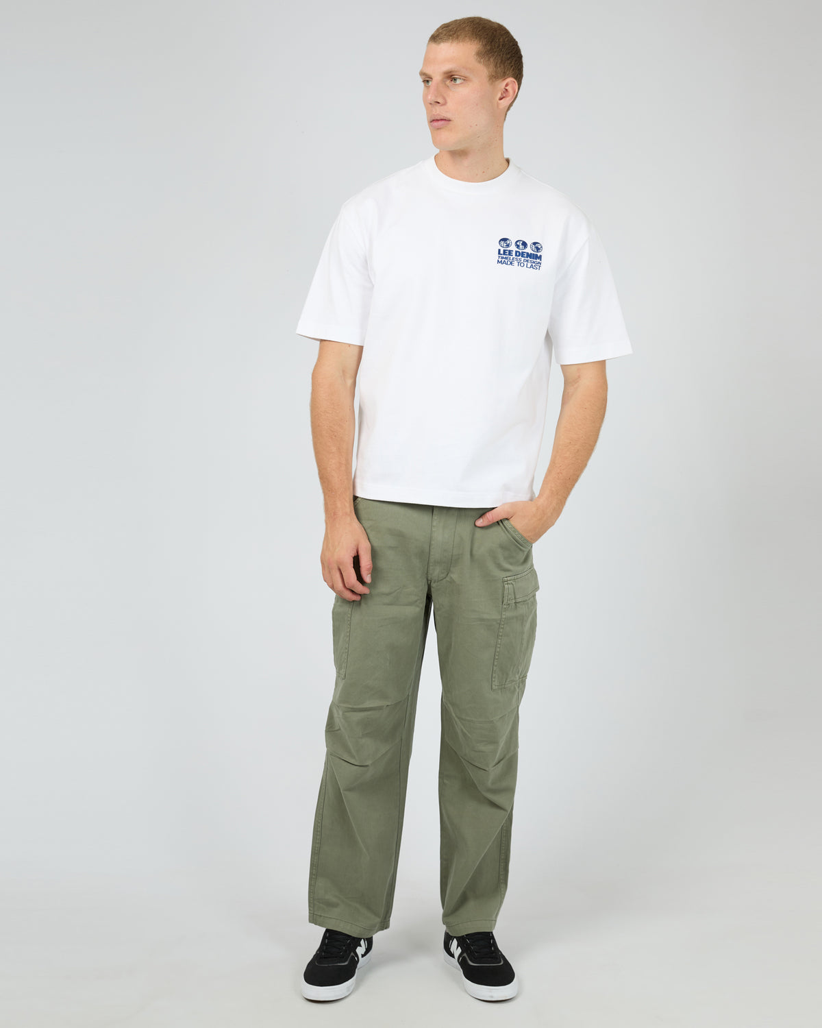 3 Worlds Box Cutter Tee White